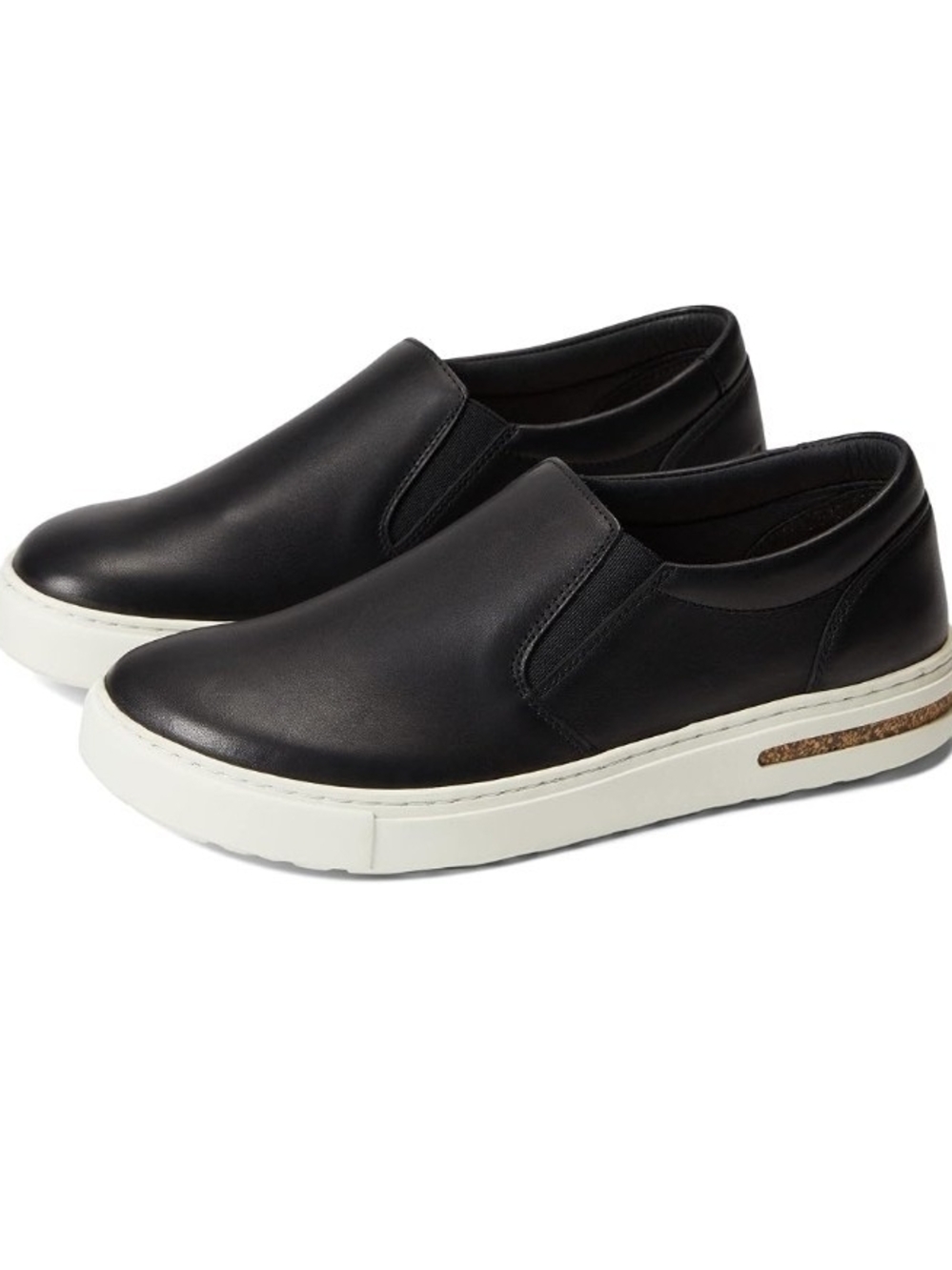 Birkenstock Oswego Women's Black Slip-On Leather Flats with White Sole 6N